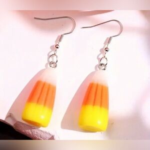 1 pair Candy Corn Design Dangle Earrings